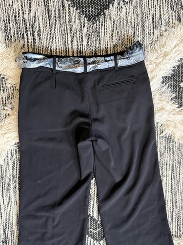 Pantaloni larghi vintage Y2K anni 2000 3 pezzi top raso e neri vita bassa con cintura set RARI - Foto 5 di 24