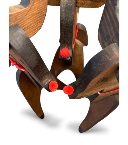 "Juego de 3 decoraciones navideñas vintage de madera de renos nariz roja marrón madera 15""" - Imagen 5 de 10