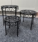 Set of 3 round Metal Plant Stands | Indoor Outdoor Flower Display | Decorative
