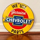 Vintage Sign of Genuine Chevrolet Parts Sign Porcelain Enamel 11 3/4" inch
