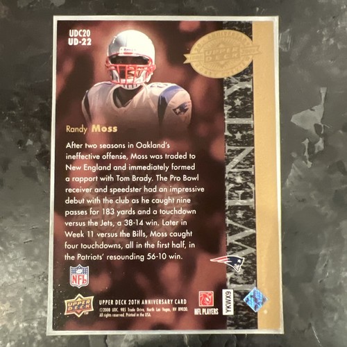 2008 Upper Deck 20th Anniversary - Randy Moss #UD-22 - Picture 2 of 2