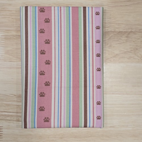 Cotton Quilt Fabric 24"x43" Meow by M'Liss Rae Hawley Cat Paws Pink Cream Stripe - Picture 1 of 4