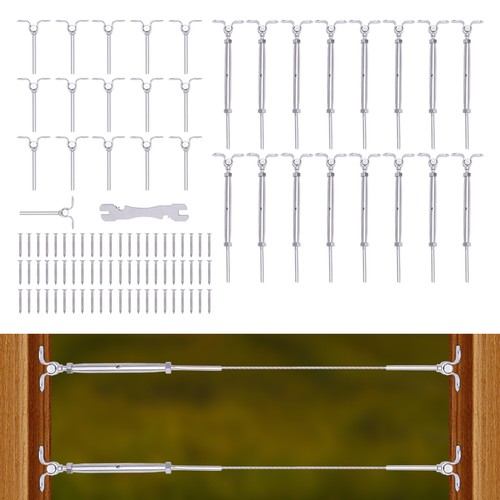16 Pairs Cable Railing Kit T316 Stainless Steel for 1/8 in Deck Stairs Railing - Picture 15 of 15