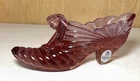 Beautiful Fenton Glass Cathead Slipper In Beautiful Cranberry Pink Color Sticker