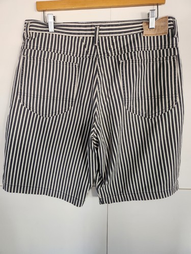 Vtg RARE Marithe Francois Girbaud Train Conductor Jean Shorts 36 Striped Stripes - Picture 6 of 9