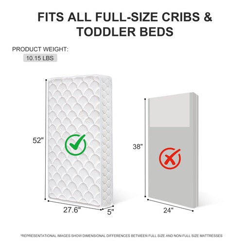 Colchón de cuna de doble cara y colchón para niños pequeños - 52" x 27,6" x 5", 100% tejido... - Imagen 7 de 7