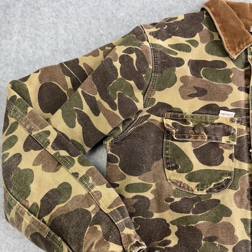 Vintage Carhartt Coat Youth 14 Duck Canvas Camo Hunting Jacket USA Made CQ603 - Picture 3 of 16