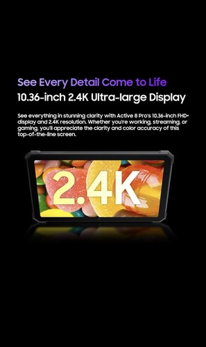Blackview Active 8 Pro 16GB+256GB Rugged Tablet 2.4K Display 22000mAh Android 14 - Picture 6 of 13