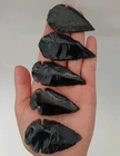 5 HANDMADE BLACK OBSIDIAN ARROWHEADS SPEAR POINTS 2 to 2.25 Inch (A03)