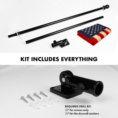 Combo Pack: 5 Ft Tangle Free Aluminum Spinning Flagpole (Black) & USA - Picture 2 of 9