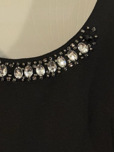 Vera Wang cocktail Dress Jr XL Princess Jewel Neck black Skater fit flare - Picture 4 of 10