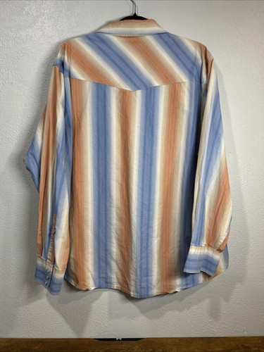 Vintage Wrangler Men’s Pearl Snap Long Sleeve Western Cowboy Striped Men’s XL - Picture 7 of 9