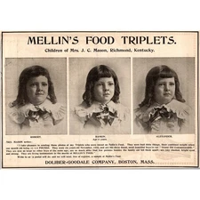 Doliver-Goodale Company Mellin's Food Triplets Boston MA 1897 Clipping SI10