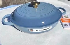 New Le Creuset 3.5 -Qt. Chambray Blue Enamel Cast Iron Braiser France # 30