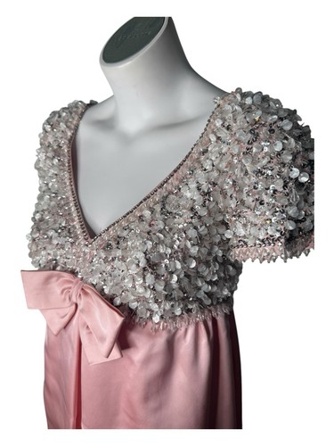 Gorgeous Vintage Lillie Rubin 1960s Pink Party Dress Sequins Beaded Formal Gown - Picture 8 of 11