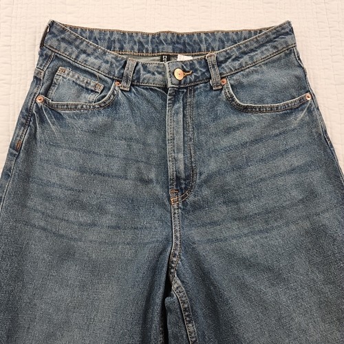 H&M Divided Baggy Denim Jeans Women's 4 (29x30) Med Wash EUC Wide Leg Y2K Street - Picture 9 of 15