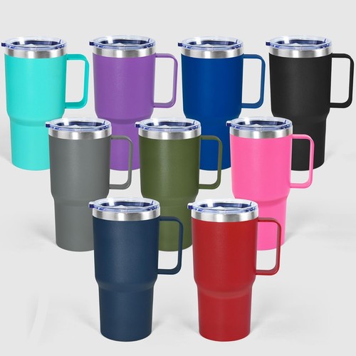 Vaso de viaje de acero inoxidable de 20 oz con mango aislado taza a prueba de derrames - Imagen 9 de 9