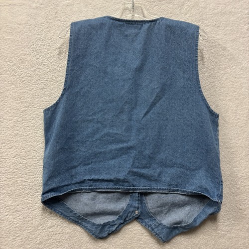 Vintage Faded Gear Damen Weste Large blau Denim bestickt Herbst Winter Chambray - Bild 6 von 8