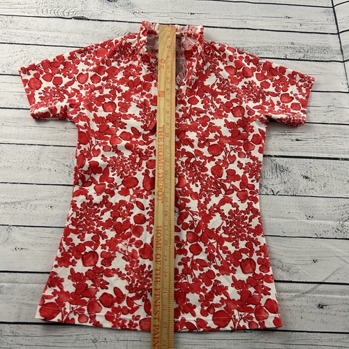 Top de natación Tory Burch 1/4 cremallera manga corta nailon spandex para mujer mediano rojo floral - Imagen 3 de 5