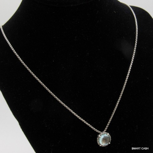 925 David Yurman Petit Chatelaine Pendant Necklace with Blue Topaz - Picture 5 of 6