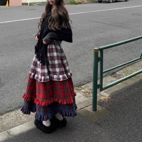 Japonés Mori Niña Mujer Falda con Volantes Falda Cintura Alta Otoño Invierno - Imagen 6 de 15