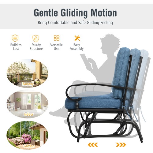 Topbuy 2-Person Outdoor Bench Patio Swing Glider Chair with Cushions Rocking - Picture 6 of 18