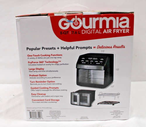 NEW Gourmia 8 QT Digital Air Fryer w/ Window & Light, Countertop, Black, GAF858 - Picture 3 of 5