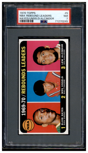 71270245 1970 Topps #5 NBA Rebound Leaders Elvin Hayes Wes Unseld Alcindor PSA 7 - Picture 1 of 2
