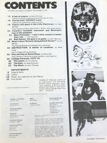 NOVEMBER 1978 OFFICIAL HOCKEY MAGAZINE MIKE PALMATEER COVER GUY LAPOINTE POSTER - Picture 4 of 17
