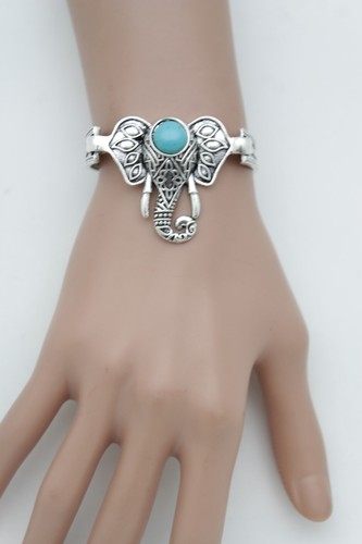 Damen Silber Metallkette Handgelenk Armband Modeschmuck Safari Elefant Blau - Bild 11 von 12