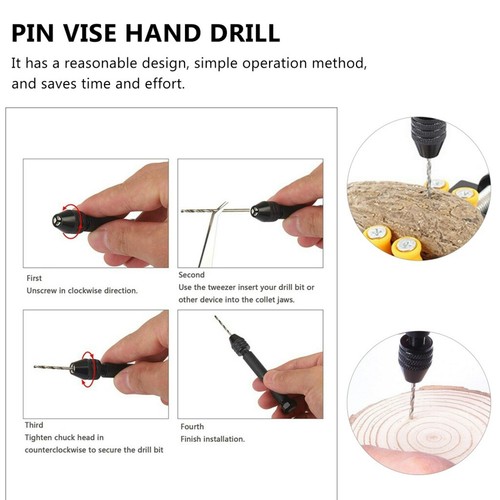 1 Set Practical Black Hand Drill Bit Hand Drill Pin Vise for Resin Casting - Picture 9 of 12