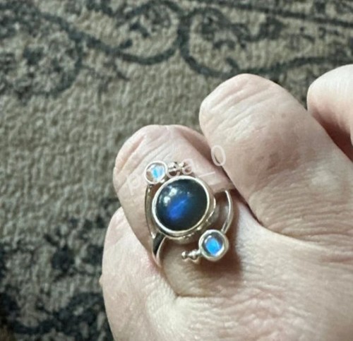 Labradorite & Rainbow Moonstone Ring, 925 Sterling Silver Ring, Gemstone ring B3 - Picture 5 of 9