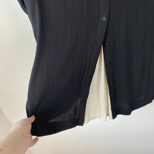 Soft Surroundings Tunic Top Black Button Back Hi-Low Hem Sz Medium - Picture 4 of 5