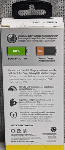 Scosche Industries Power Volt 20W Mini Cube USB-C Fast Charger - White - Picture 2 of 2