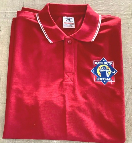 CAMISA POLO BABE RUTH SOFTBALL PARA HOMBRE XL ROJA/BLANCA NUEVA ¡MUY BONITA! - Imagen 1 de 11