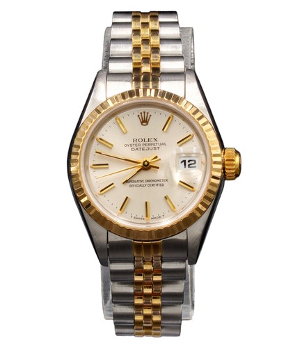 Ladies Rolex Two-Tone 18K/SS Datejust Watch Silver Dial Jubilee Band 69173 - Picture 2 of 8