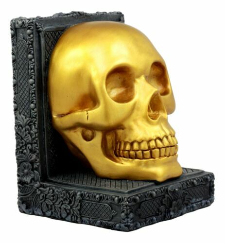 Pirate's Treasure Golden Skull Figurine 7" Height Medieval Floral Gothic Theme - Bild 5 von 8