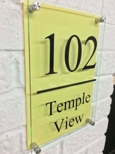 Modern HOUSE PLAQUES / BLUE / DOOR / NUMBER / GLASS EFFECT ACRYLIC / Wall Sign - Picture 8 of 13