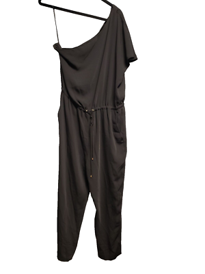 Lauren Ralph Lauren Black Draped Asymmetrical One Shoulder