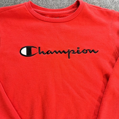 Champion Sweater Youth Size Large Red Embroidered Chest Spell Out Long Sleeve - Picture 3 of 8