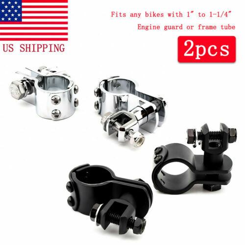 Motorcycle Foot Peg Mount Clamps 1" ~ 1-1/4" Highway Engine Crash Bar For Harley Motorcycle Foot Peg Mount Clamps 1" ~ 1-1/4" Highway Engine Crash Bar For Harley