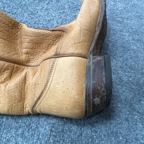 Nocona Womens Western Sz 5 B Beige Leather Almond Toe Cowboy Pull On Boots - Picture 3 of 11