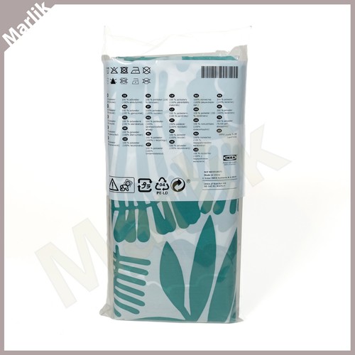IKEA GATKAMOMILL Shower Curtain 71x71”, Turquoise  White, 104.662.01, New - Picture 2 of 2