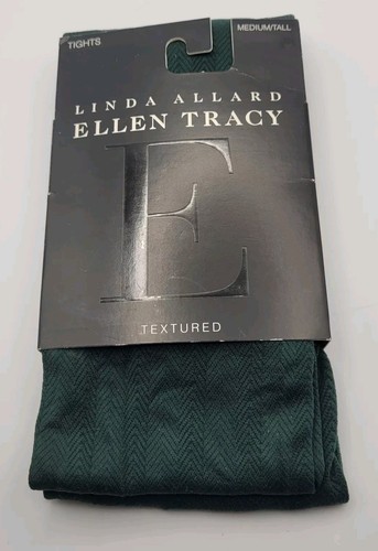 VTG Linda Allard Ellen Tracy Textured Tights Medium/Tall, Forest Green, New
