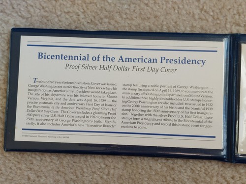 Bicentennial of the American Presidency Proof Silver Half Dollar First Day Cover - Picture 3 of 9