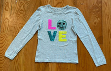 H M: Girl's Gray " LOVE" Sweatshirt, Size US 10-12