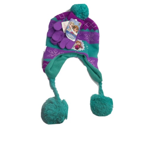 Disney Frozen Toddler Girls Blue Princess Elsa Trapper Hat & Glove Beanie Set - Picture 7 of 7