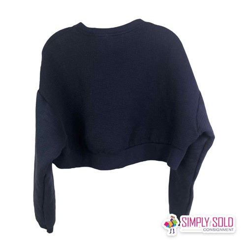 Nike Damen Pullover Sweatshirt Swoosh blau kurz geschnitten Rundhalsausschnitt Langarm M - Bild 3 von 6