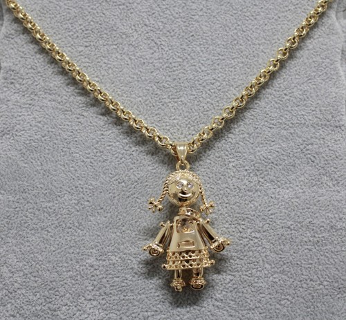 9ct Gold XP Necklace with Rag Doll Pendant, 4 Chain options - Picture 7 of 7