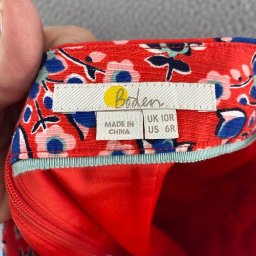 Boden Skirt Womens 6 Red Blue Floral Stretch Mini Straight Pencil Office Career - Picture 8 of 11